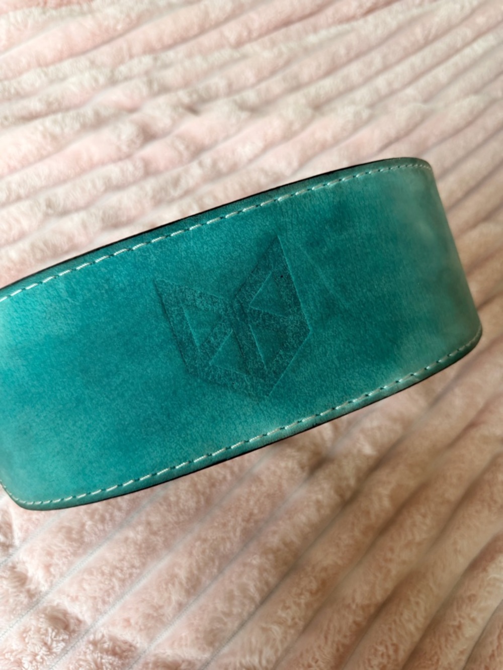 Turquoise Leather Women's Belt with Subtle Embossed Detail